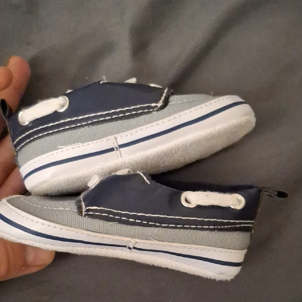 Navy and Gray Baby Boat Shoes